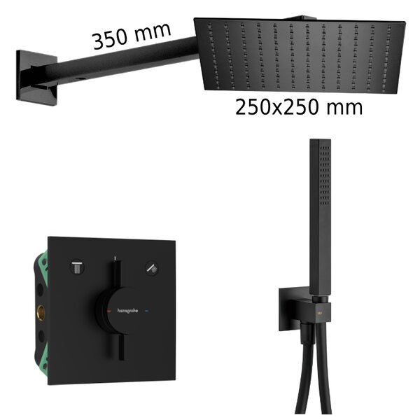 HG Set 8 - Sprchový systém pod omietku, komplet - zmiešavacia batéria, čierna matná