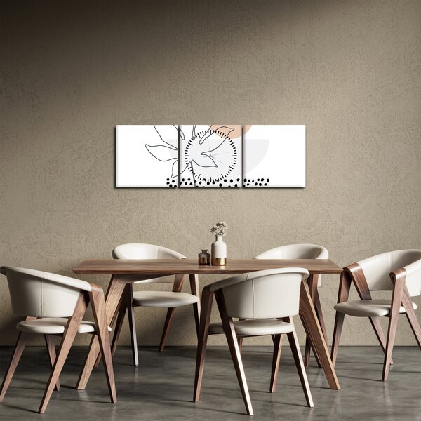 Obraz - Line art kvety N⁰3 (s hodinami) (90x30 cm)