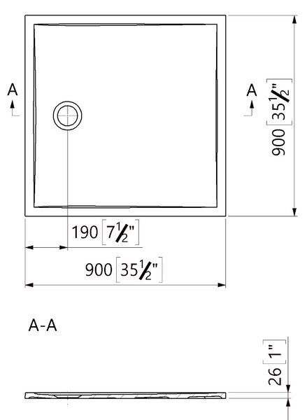 Vima 142 - Sprchová vanička 900x900 mm, biela