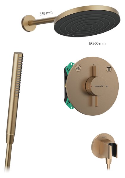 Hansgrohe set 24 - Sprchový systém pod omietku, komplet, kartáčovaný bronz