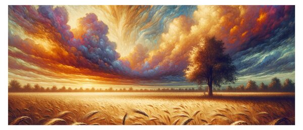 Obraz – Strom na poli (120x50 cm)