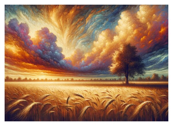 Sklenený obraz – Strom na poli (70x50 cm)