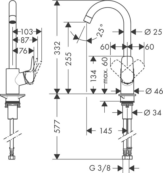 Hansgrohe MyCube L - Drezová batéria, chróm 13816000