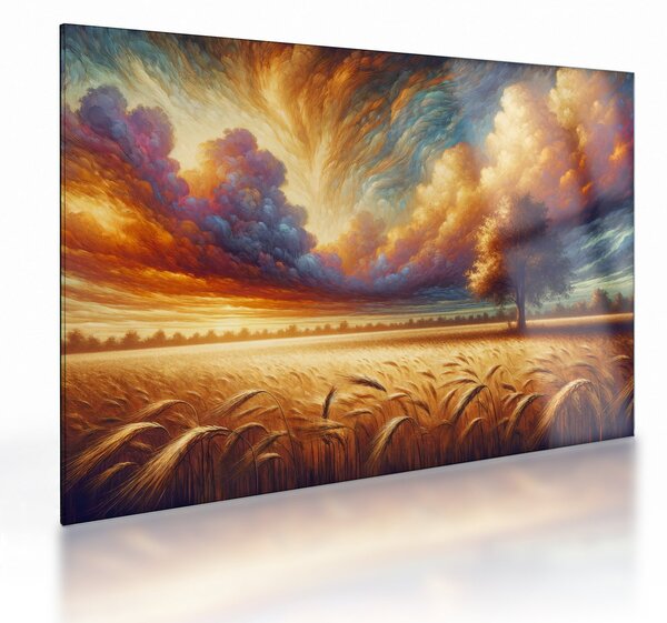 Sklenený obraz – Strom na poli (70x50 cm)