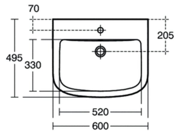 Ideal Standard Tempo - Umývadlo 600x495 mm, s prepadom, biela T058401
