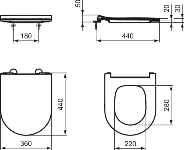 Ideal Standard La Dolce Vita - WC sedátko slim, Soft close, biela E266701