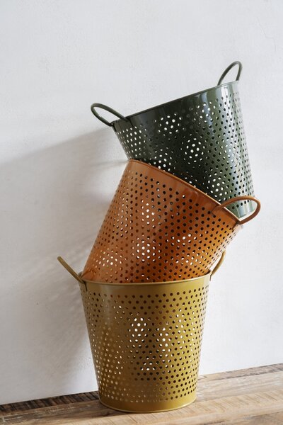 Železný obal na kvetináč / úložný box Colors khaki