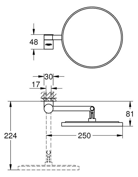 GROHE Selection - Kozmetické zrkadlo, kartáčovaný Hard Graphite 41077AL0