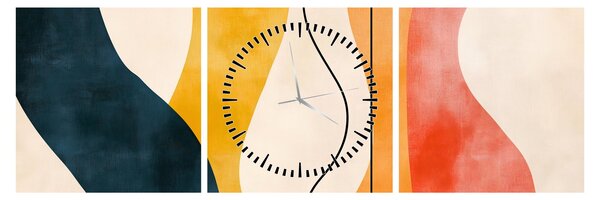 Obraz - Minimalistická farebná ilustrácia II. (s hodinami) (90x30 cm)
