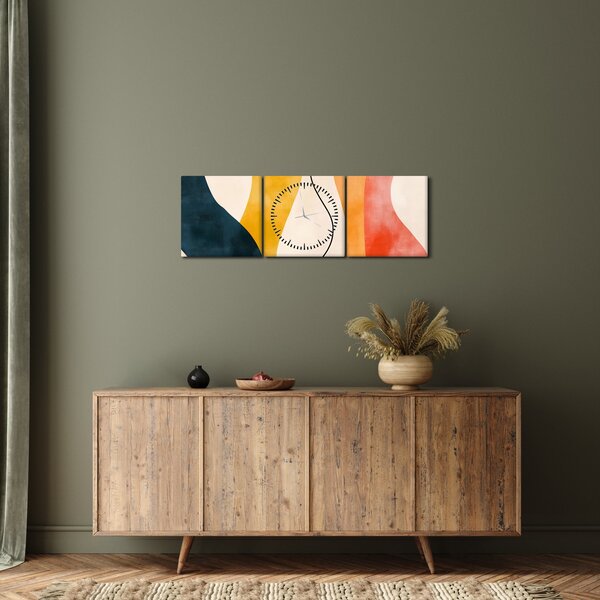Obraz - Minimalistická farebná ilustrácia II. (s hodinami) (90x30 cm)