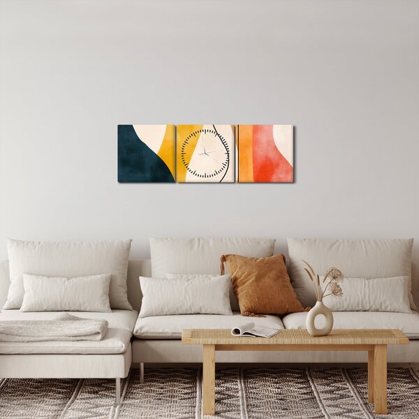Obraz - Minimalistická farebná ilustrácia II. (s hodinami) (90x30 cm)
