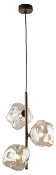 Luster na lanku LAVA 3xG9/8W/230V bronzový/dymovo-béžový