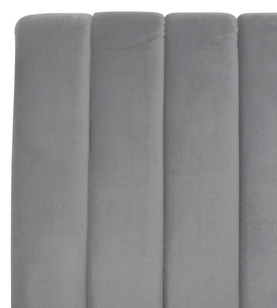 Čalúnená posteľ sivá zamatová 180 x 200 cm lamelový rošt vysoké čelo elegantný dizajn spálňa