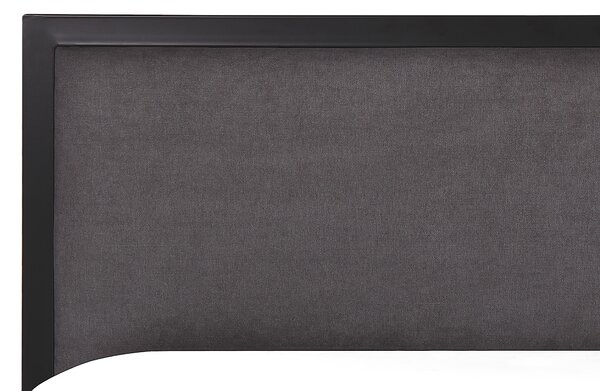 Kovová posteľ čierna 180 x 200 cm rám postele s roštom sivé čalúnené čelo minimalistický dizajn
