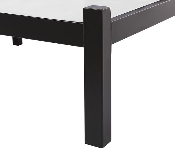 Kovová posteľ čierna 180 x 200 cm rám postele s roštom sivé čalúnené čelo minimalistický dizajn