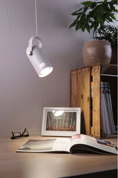 Paulmann 79767 - LED 1xE27/8W Luster na lankách LAVEA 230V biela