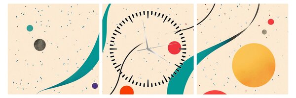 Obraz - Minimalistická farebná ilustrácia (s hodinami) (90x30 cm)