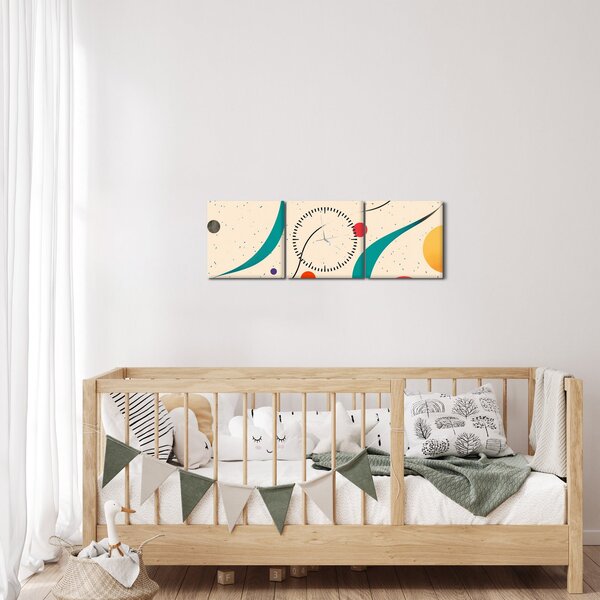 Obraz - Minimalistická farebná ilustrácia (s hodinami) (90x30 cm)