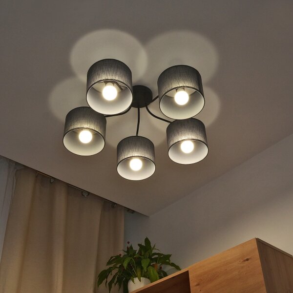 Prisadený luster ALBA 5xE27/15W/230V sivá