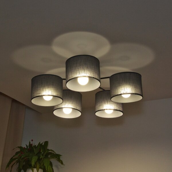 Prisadený luster ALBA 5xE27/15W/230V sivá