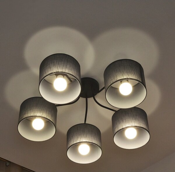 Prisadený luster ALBA 5xE27/15W/230V sivá
