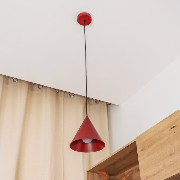 Závesné svietidlo na lanku ETNA II 1xE27/15W/230V pr. 18,5 cm červené