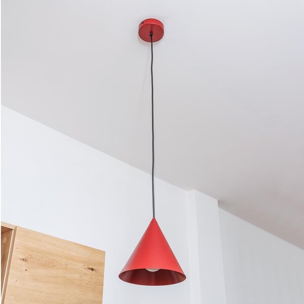 Závesné svietidlo na lanku ETNA II 1xE27/15W/230V pr. 18,5 cm červené