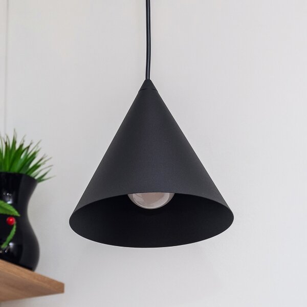Luster na lanku ETNA II 1xE27/15W/230V, priemer 18,5 cm, čierny