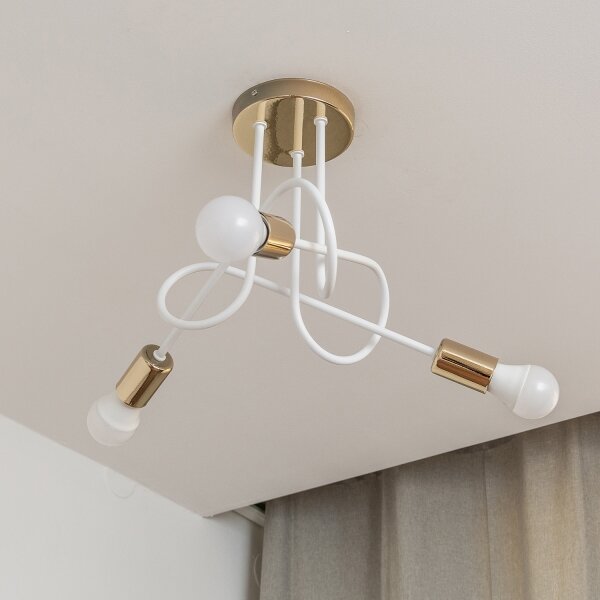 Prisadený luster OXFORD 3xE27/15W/230V zlatá/biela