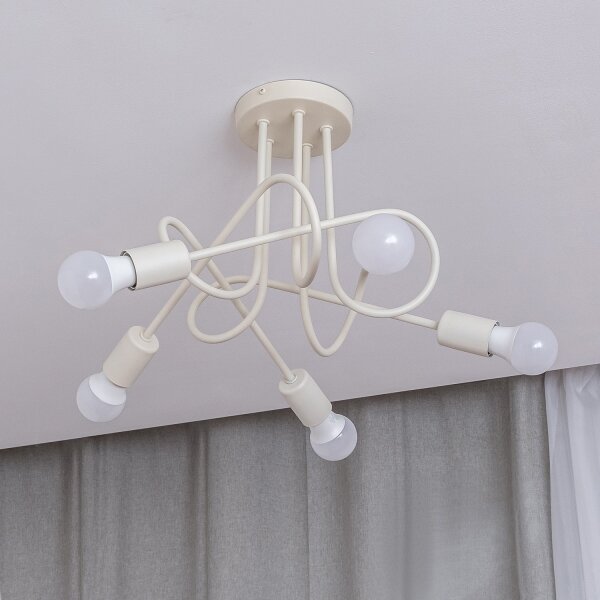 Prisadený luster OXFORD 5xE27/15W/230V krémový