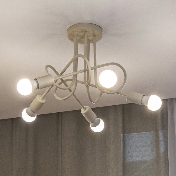 Prisadený luster OXFORD 5xE27/15W/230V krémový