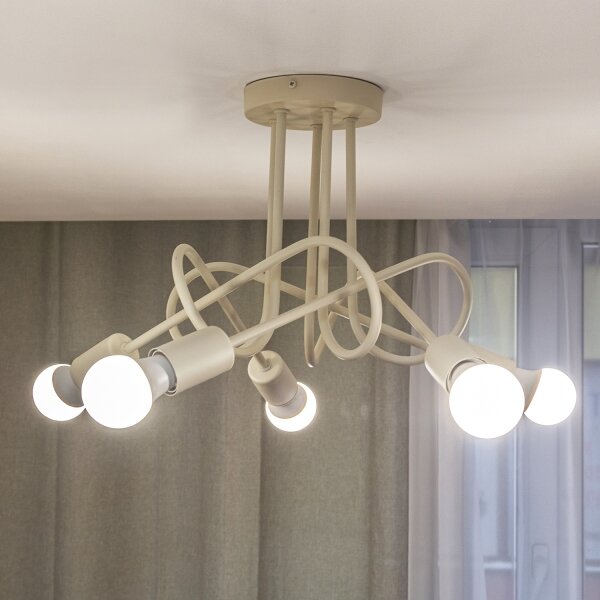 Prisadený luster OXFORD 5xE27/15W/230V krémový