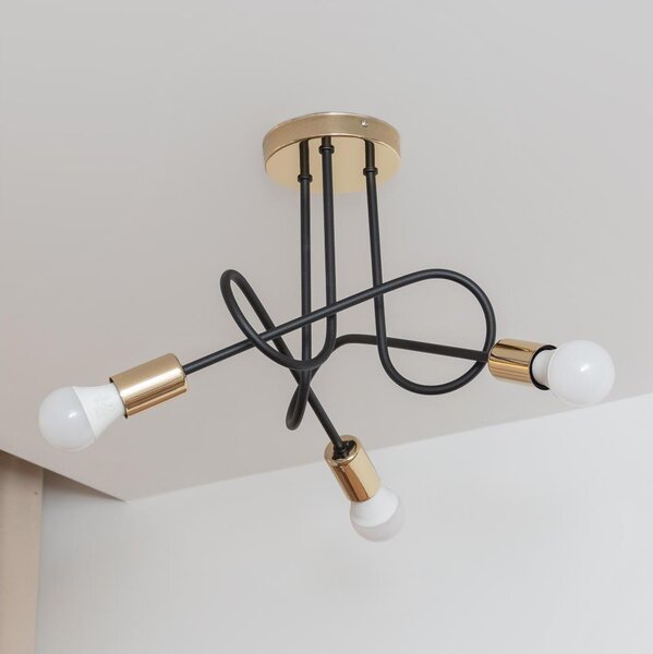 Prisadený luster OXFORD 3xE27/15W/230V zlatá/čierna