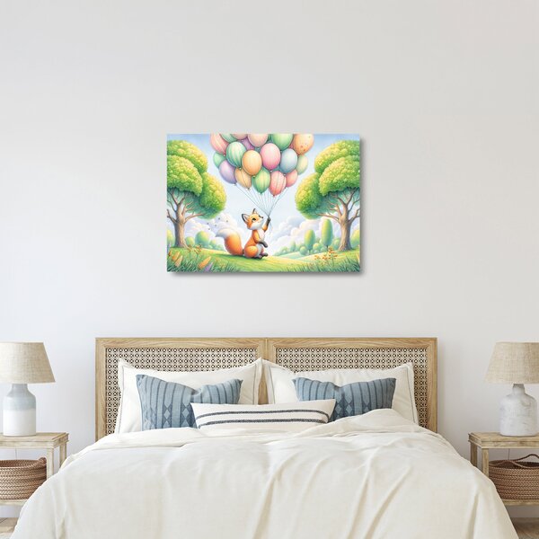 Sklenený obraz – Šťastná líška (70x50 cm)