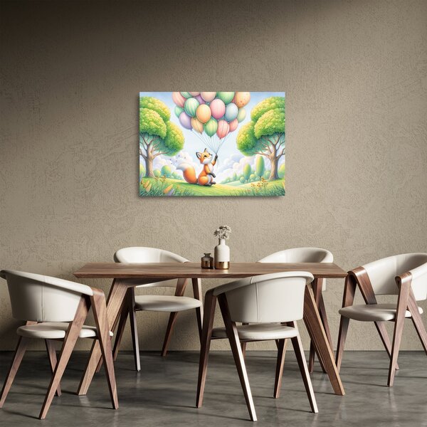 Sklenený obraz – Šťastná líška (70x50 cm)