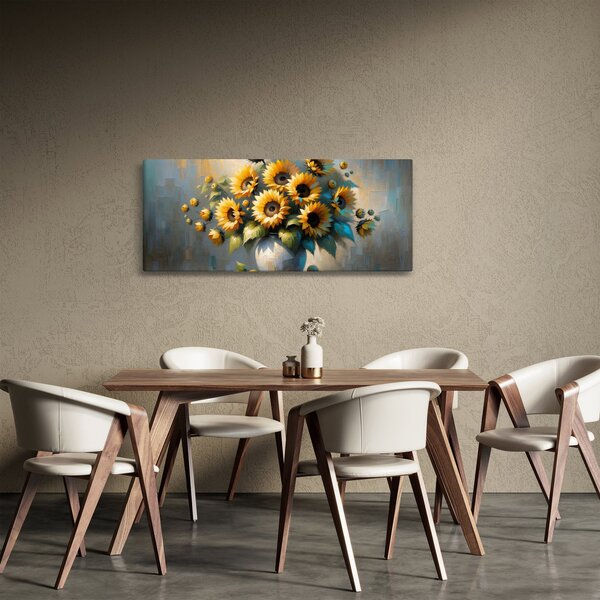 Obraz – Váza so slnečnicami (120x50 cm)