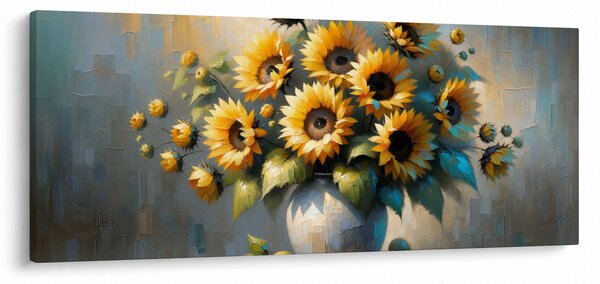 Obraz – Váza so slnečnicami (120x50 cm)