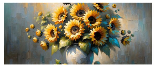 Obraz – Váza so slnečnicami (120x50 cm)