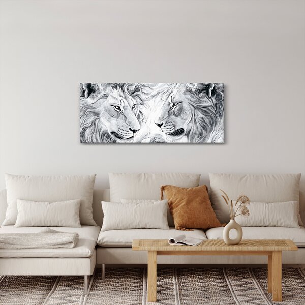 Obraz - Kreslené levie hlavy (120x50 cm)