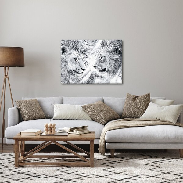 Obraz - Kreslené levie hlavy (70x50 cm)