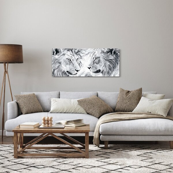 Obraz - Kreslené levie hlavy (120x50 cm)