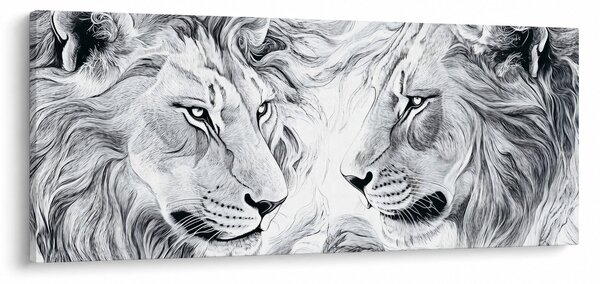 Obraz - Kreslené levie hlavy (120x50 cm)