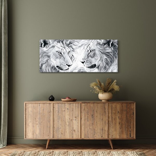 Obraz - Kreslené levie hlavy (120x50 cm)