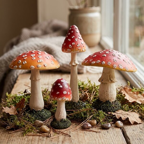 Dekoratívna figúrka muchotrávka - Ø 4*8 cm - Clayre & Eef