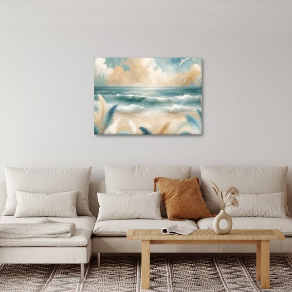Obraz – Maľovaná pláž v jemných farbách (70x50 cm)