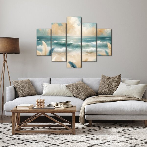 Obraz – Maľovaná pláž v jemných farbách (150x105 cm)