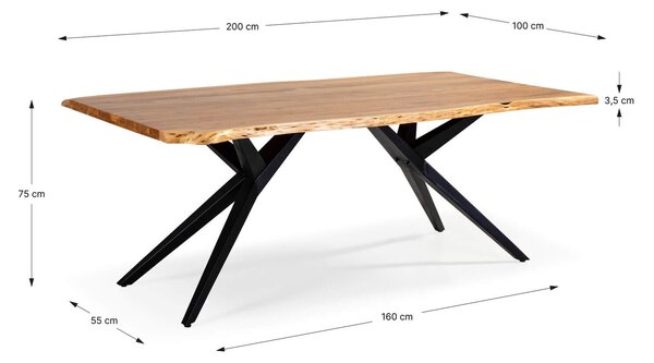 MUZZA Jedálenský stôl udrium 200 x 100 cm prírodný
