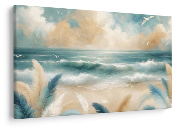 Obraz – Maľovaná pláž v jemných farbách (90x60 cm)