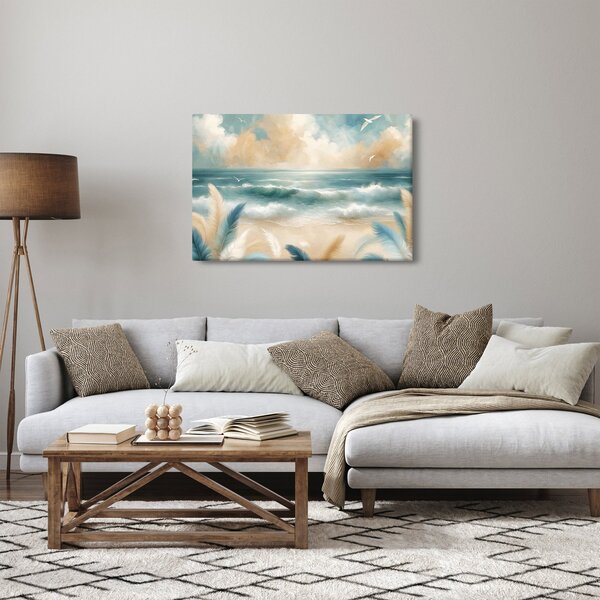 Obraz – Maľovaná pláž v jemných farbách (90x60 cm)