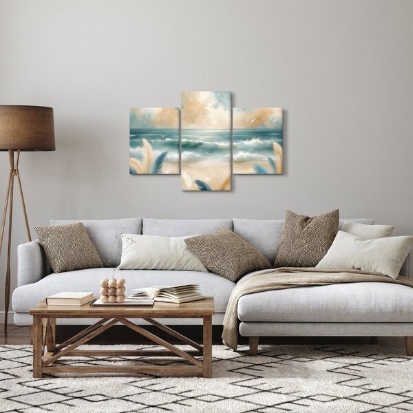 Obraz – Maľovaná pláž v jemných farbách (90x60 cm)